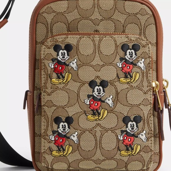 🐭 Disney X Coach Track Pack 14 In Signature Jacquard With Mickey Mouse Print - Picture 6 of 15